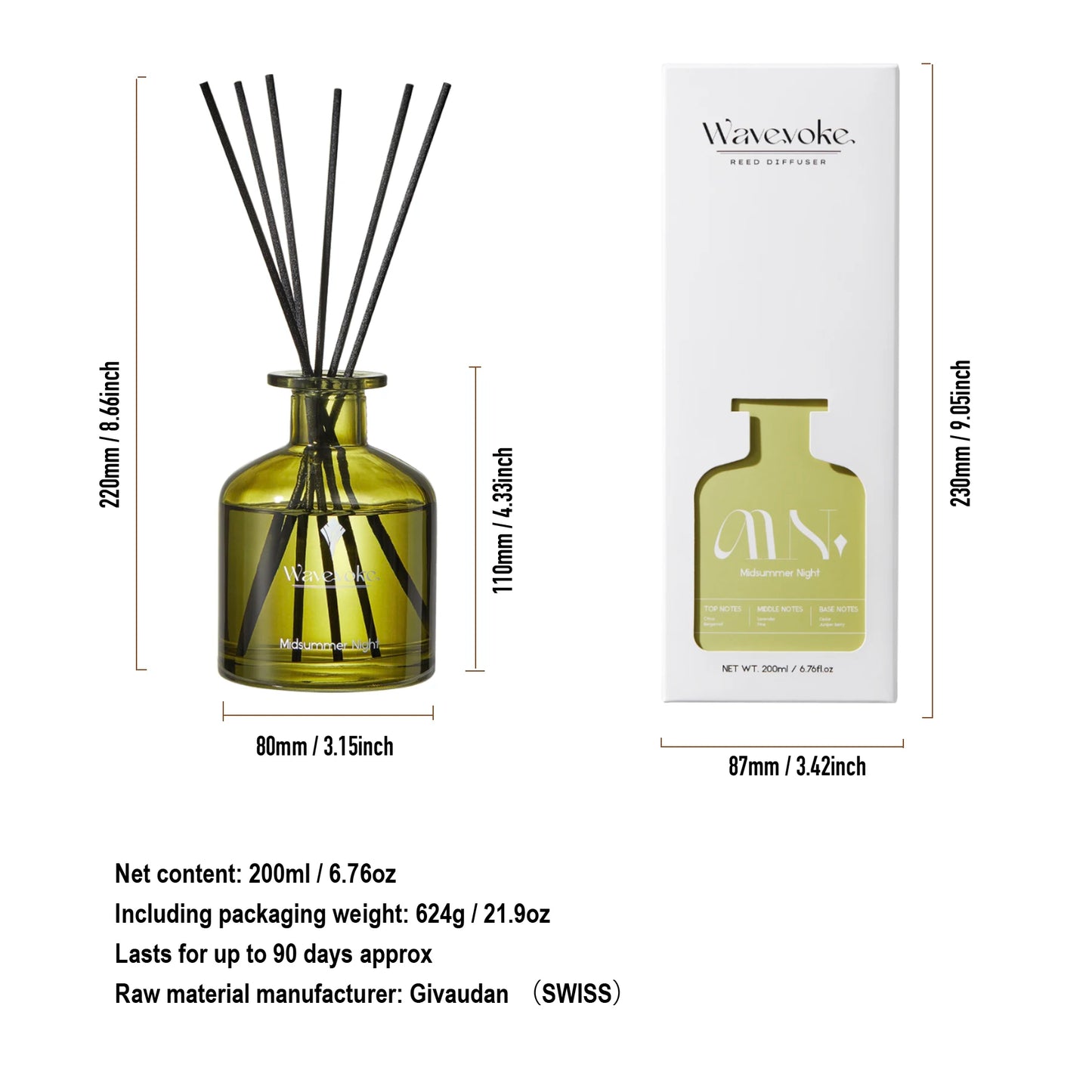 6.7 oz Natural Oil Home Fragrance With Reed Diffuser Sticks