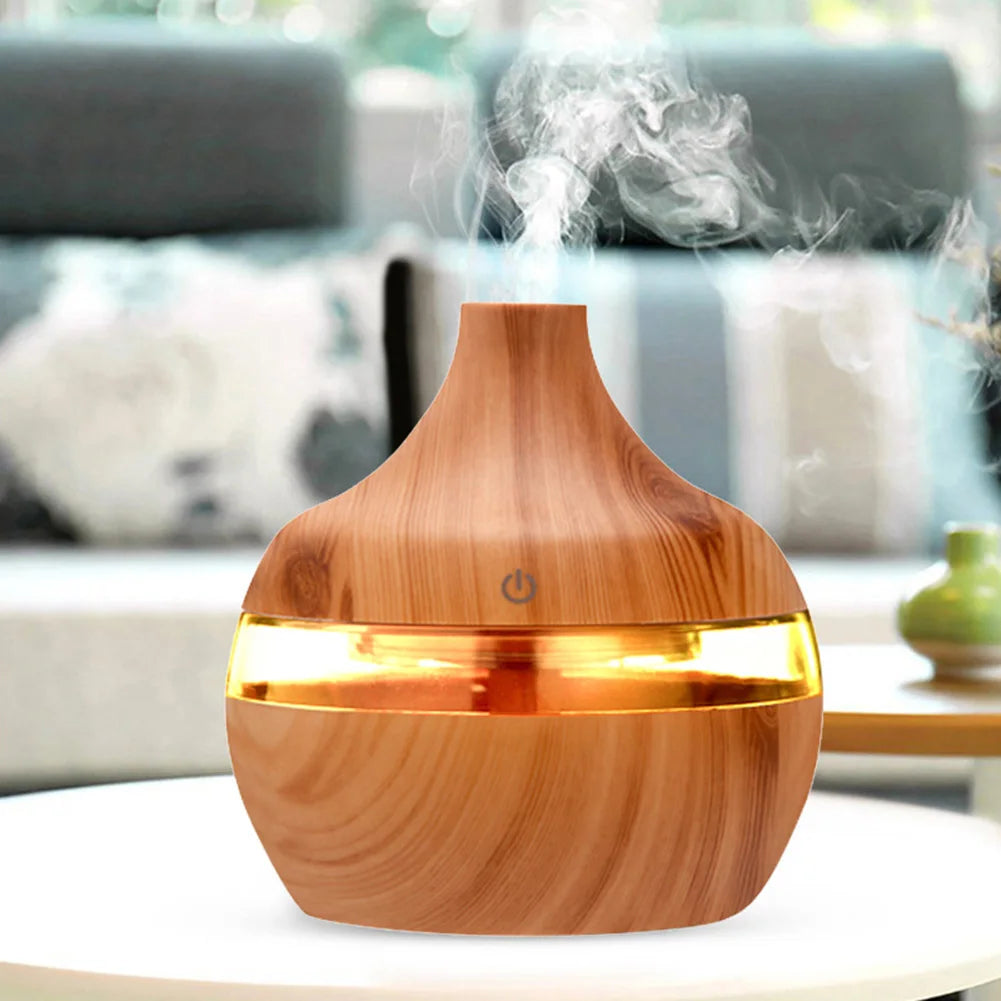 300mL Wood Grain Essential Oil Diffuser