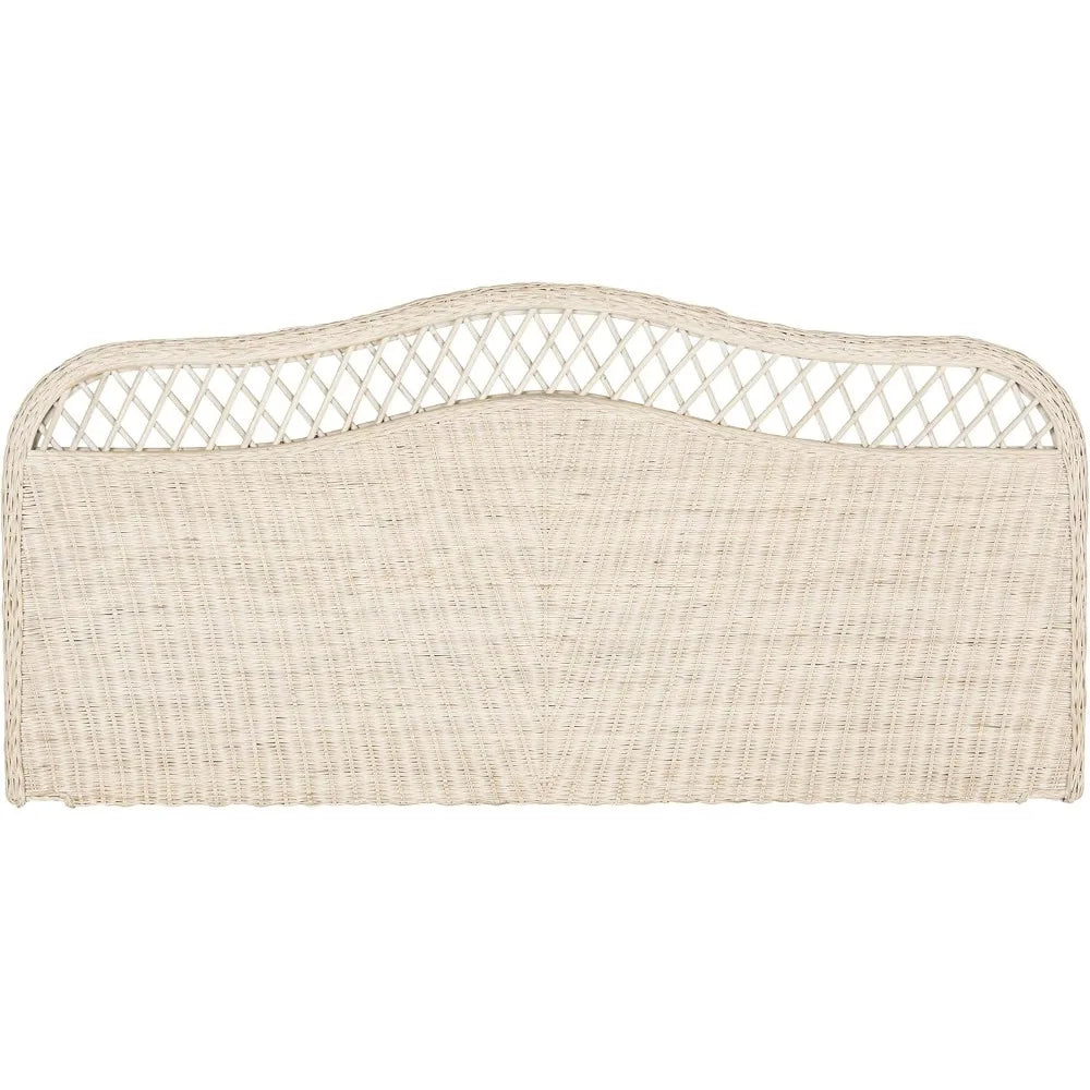 White Washed Rattan Headboard (Queen)