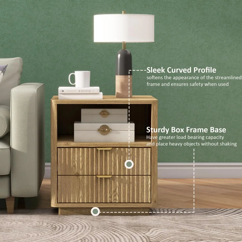 Fluted Nightstands Set of 2