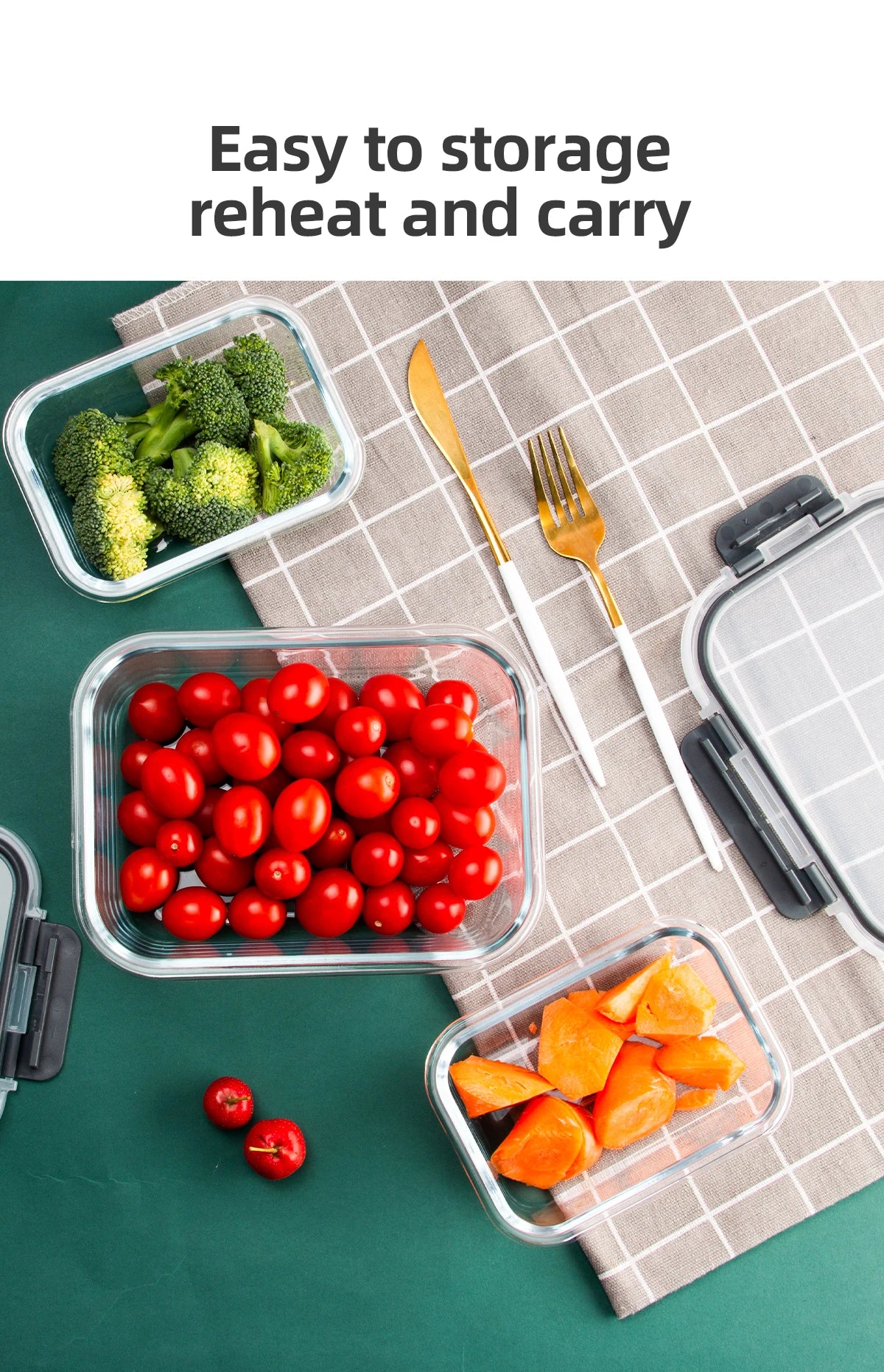 12 Pack Glass Food Storage Containers with Steam Vent, Microwave, Oven, Freezer and Dishwasher Safe