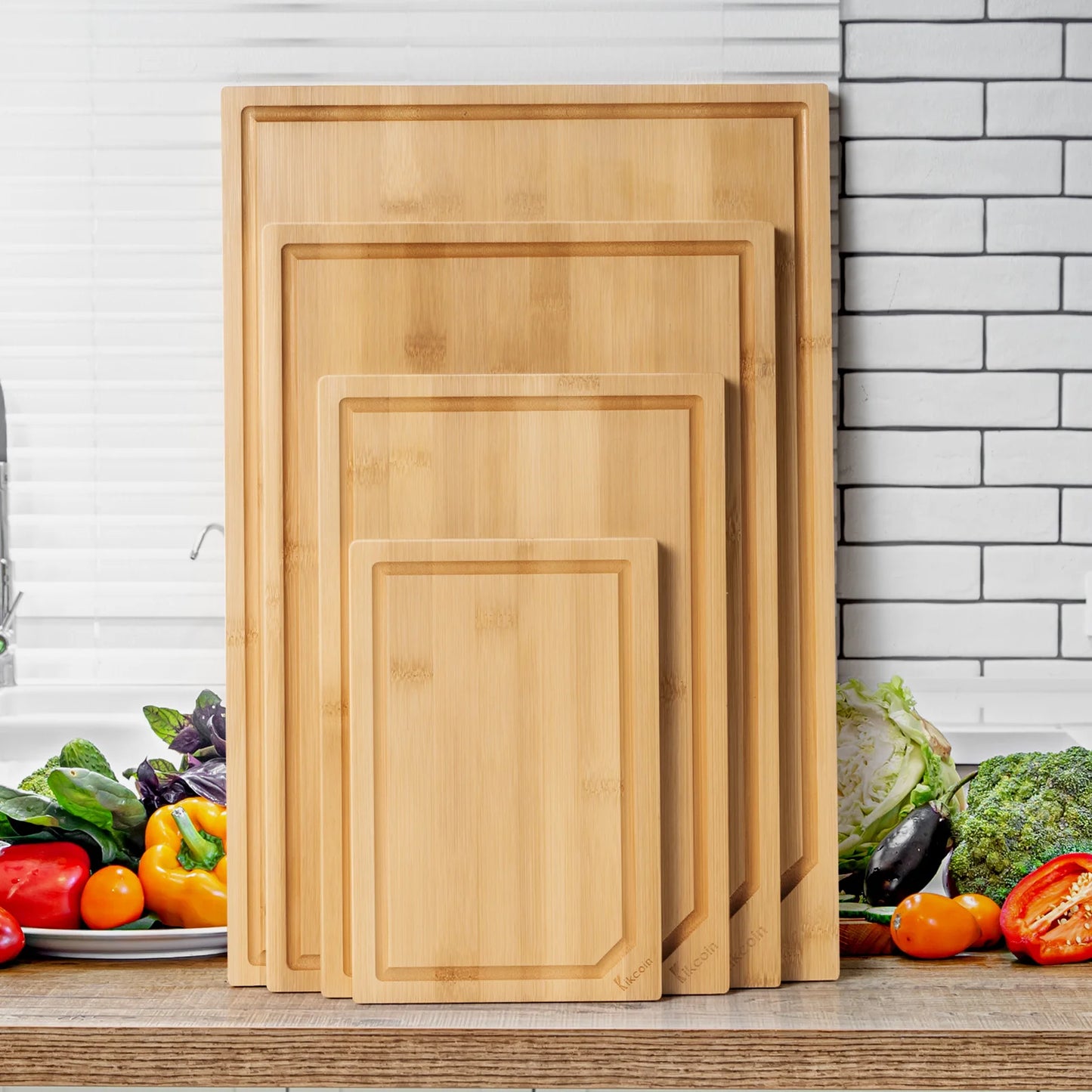 4-piece Extra Large Bamboo Cutting Board Set