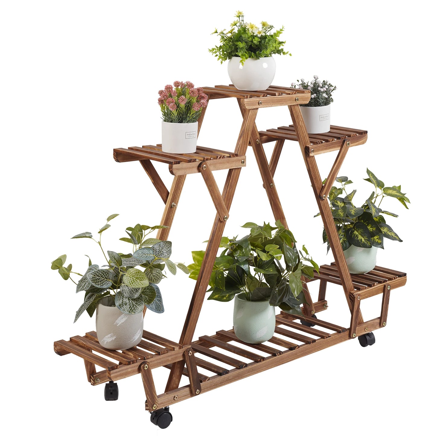 Wooden Plant Stand With Wheels