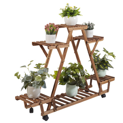 Wooden Plant Stand With Wheels