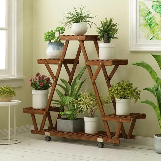 Wooden Plant Stand With Wheels