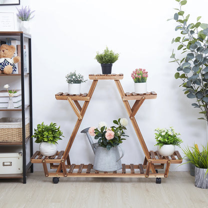 Wooden Plant Stand With Wheels