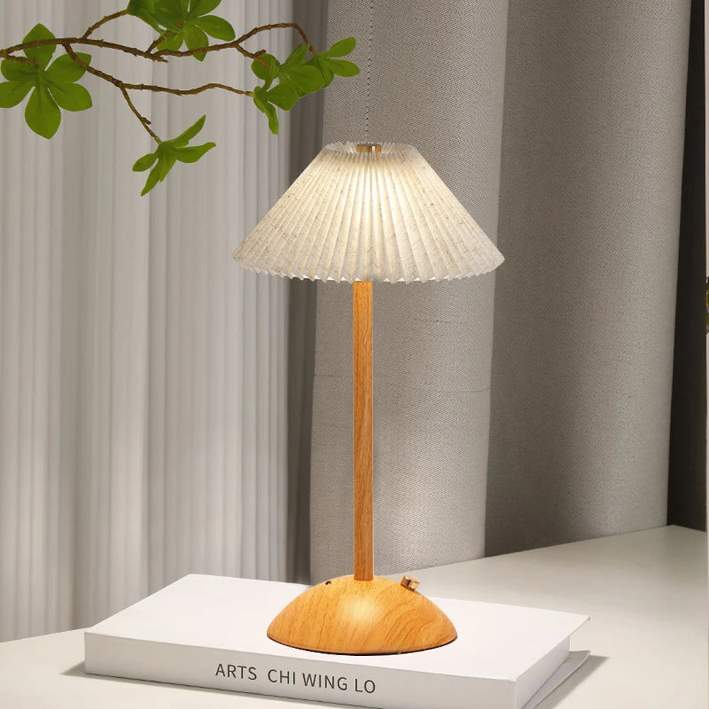 Wood Base Cordless Rechargeable Table Lamp