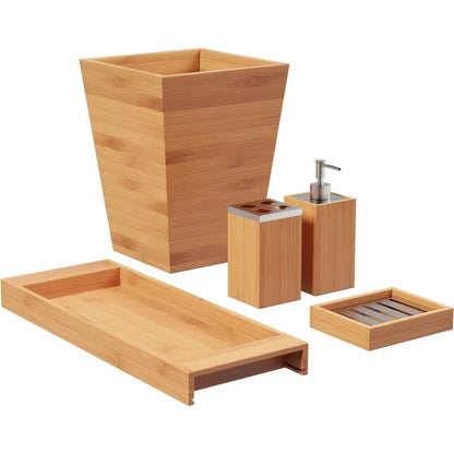 5-Piece Bamboo Bathroom Set