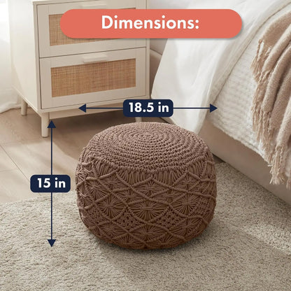 100% Cotton Hand Braided Macrame Pouffe