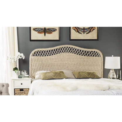 White Washed Rattan Headboard (Queen)