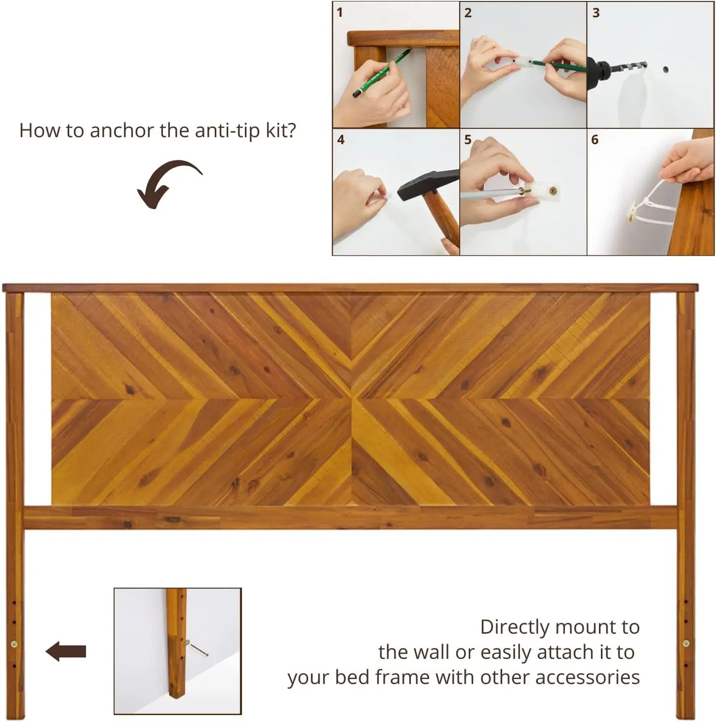 Solid Acacia Wood Headboard ONLY