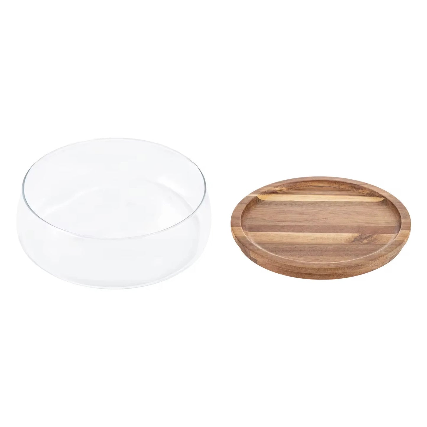 Glass Bowl With Acacia Wood Lid