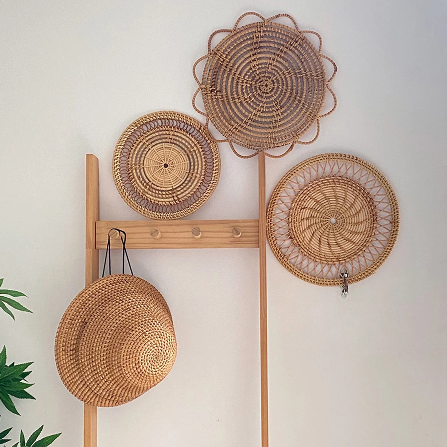 Handwoven Round Rattan Wall Decoration