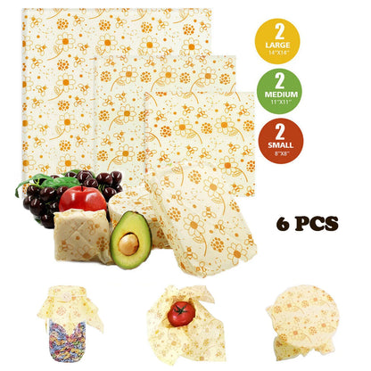 6pcs Beeswax Food Wraps