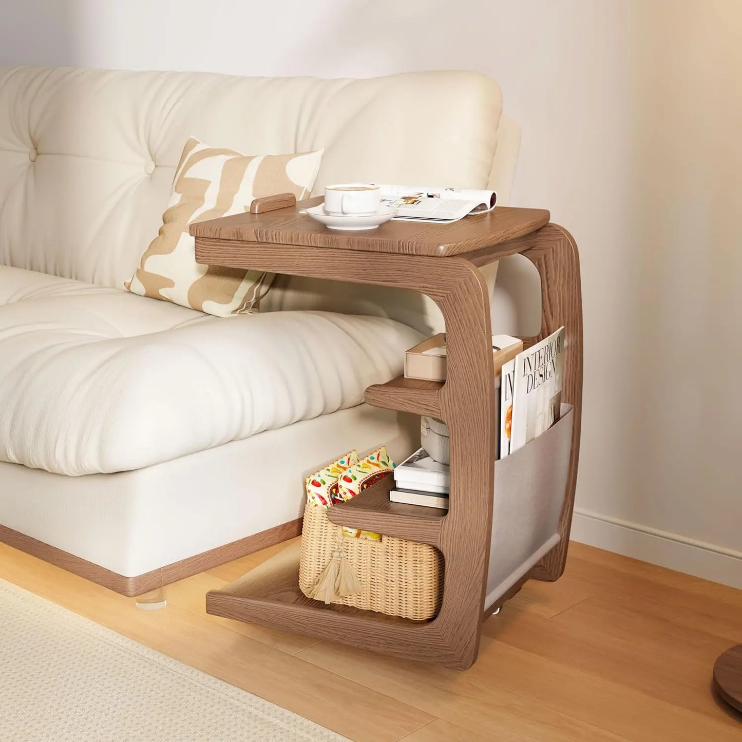 Small 4-Tier End Table with Storage Bag