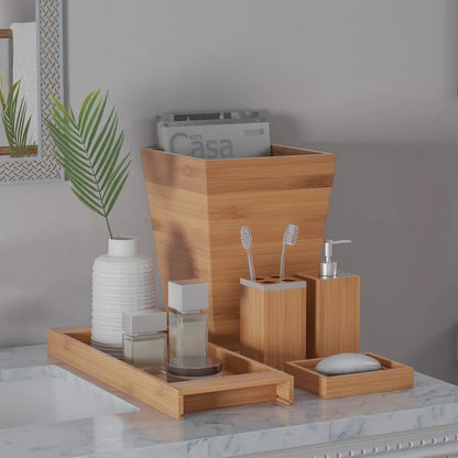 5-Piece Bamboo Bathroom Set