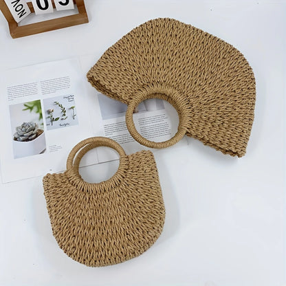 Woven Rattan Bag With Handles,