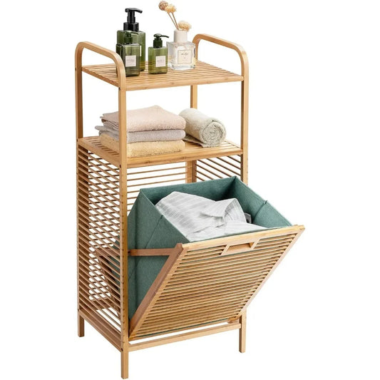 Bamboo Tilt-Out Laundry Hamper WIth Removable Liner