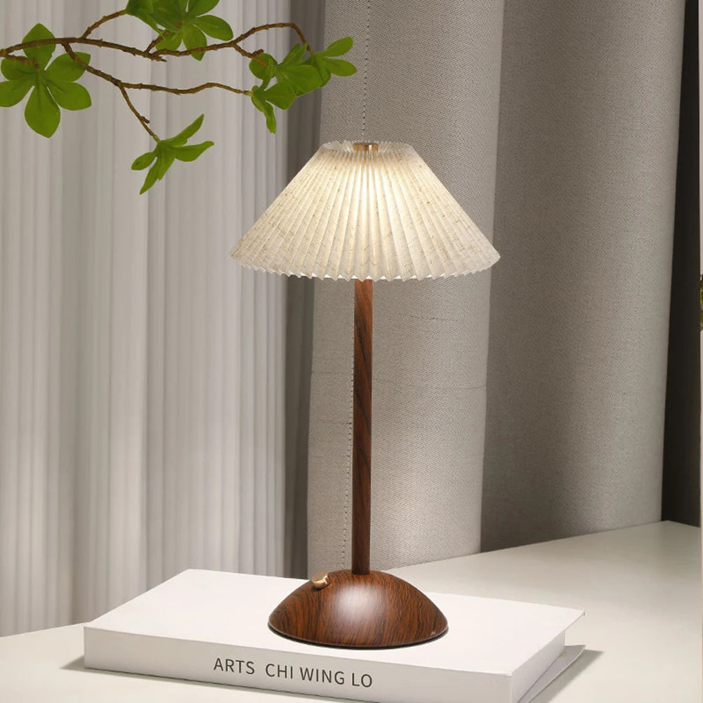 Wood Base Cordless Rechargeable Table Lamp