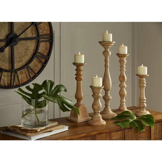 Set of 5 Wooden Candleholders