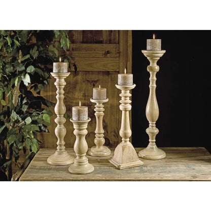 Set of 5 Wooden Candleholders