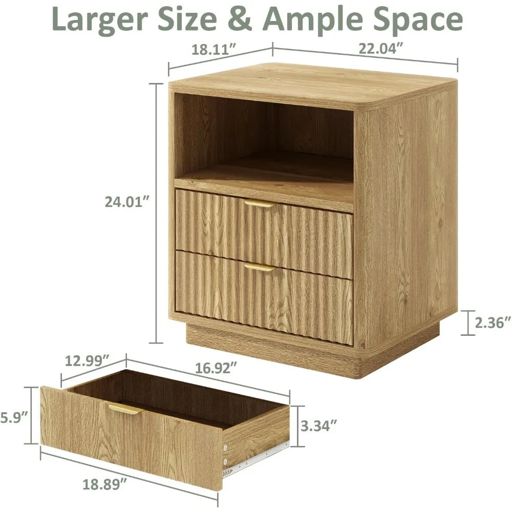 Fluted Nightstands Set of 2