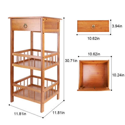 2 or 3 Tier Bamboo Night Stand With Drawer