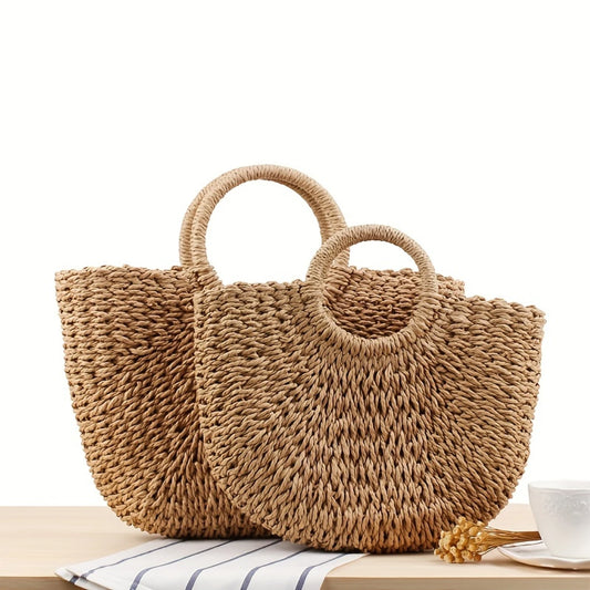 Woven Rattan Bag With Handles,