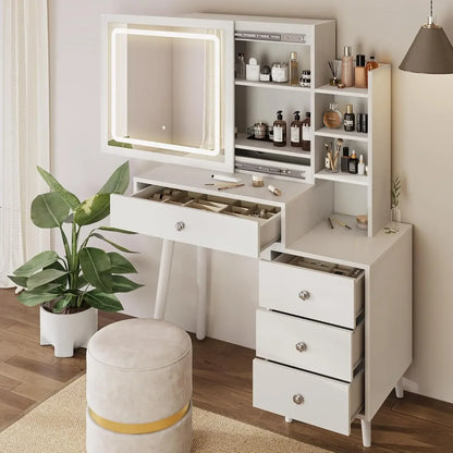 Vanity with Sliding Mirror and LED Lights