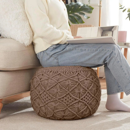 100% Cotton Hand Braided Macrame Pouffe