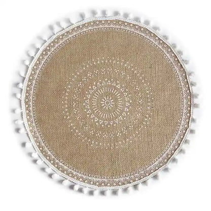 Set of 4 Handmade Cotton Woven Placemats with Fringe