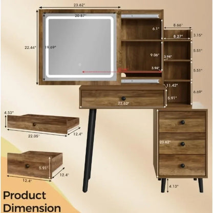 Vanity with Sliding Mirror and LED Lights