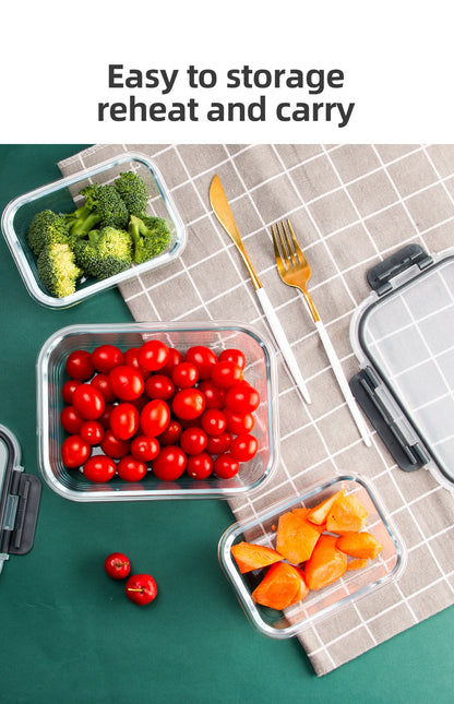 12 Pack Glass Food Storage Containers with Steam Vent, Microwave, Oven, Freezer and Dishwasher Safe