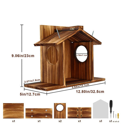 Wooden House Squirrel Feeder