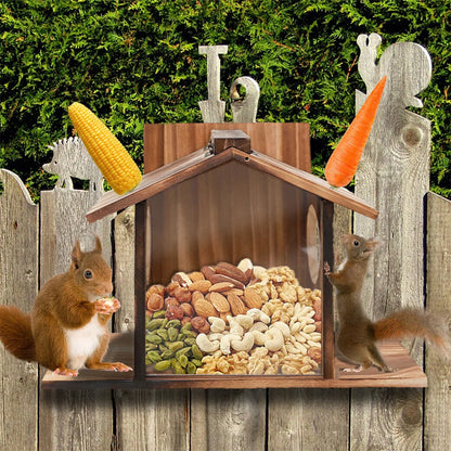 Wooden House Squirrel Feeder