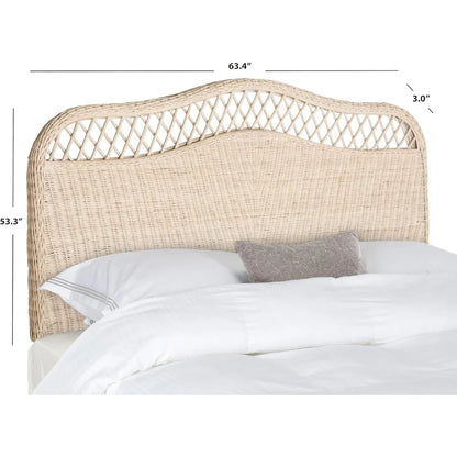 White Washed Rattan Headboard (Queen)
