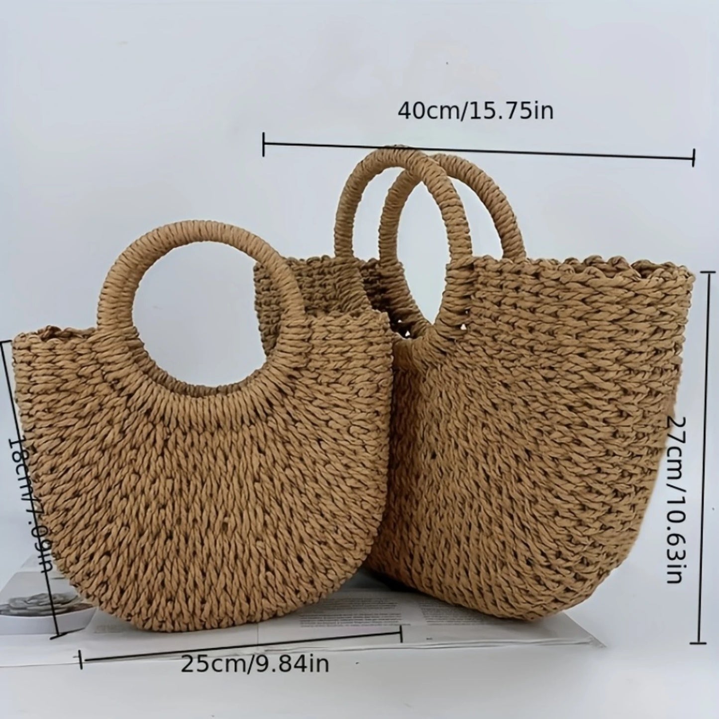 Woven Rattan Bag With Handles,
