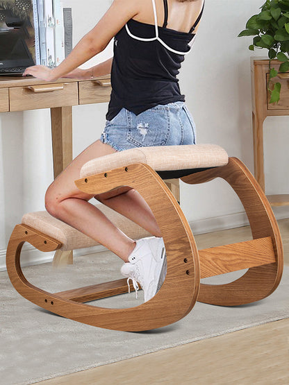 Ergonomic Rocking Wooden Kneeling Chair